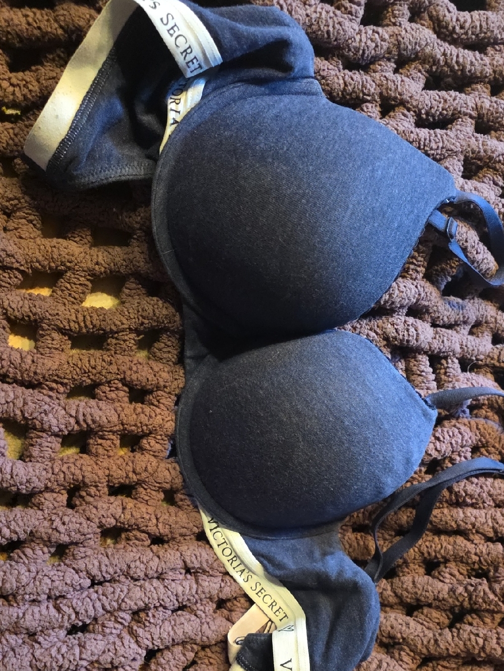 Victoria's Secret Navy Padded Bra with Logo Band